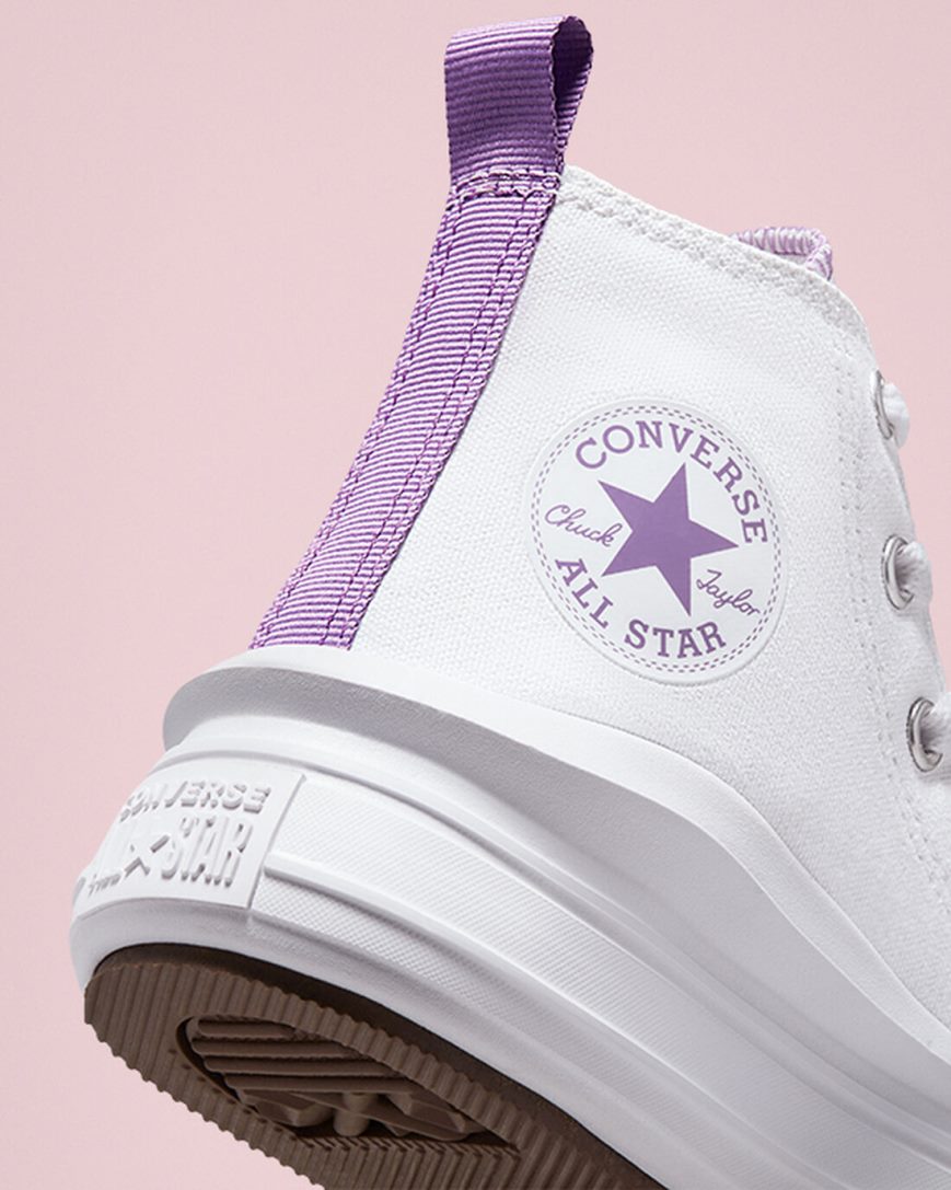 Dívčí Boty Na Platformy Converse Chuck Taylor All Star Move Vysoké Bílé Fialové Bílé | CZ YSAV28